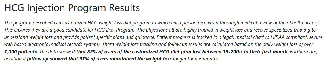 hcg diet Houston results