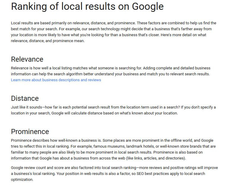 google local ranking